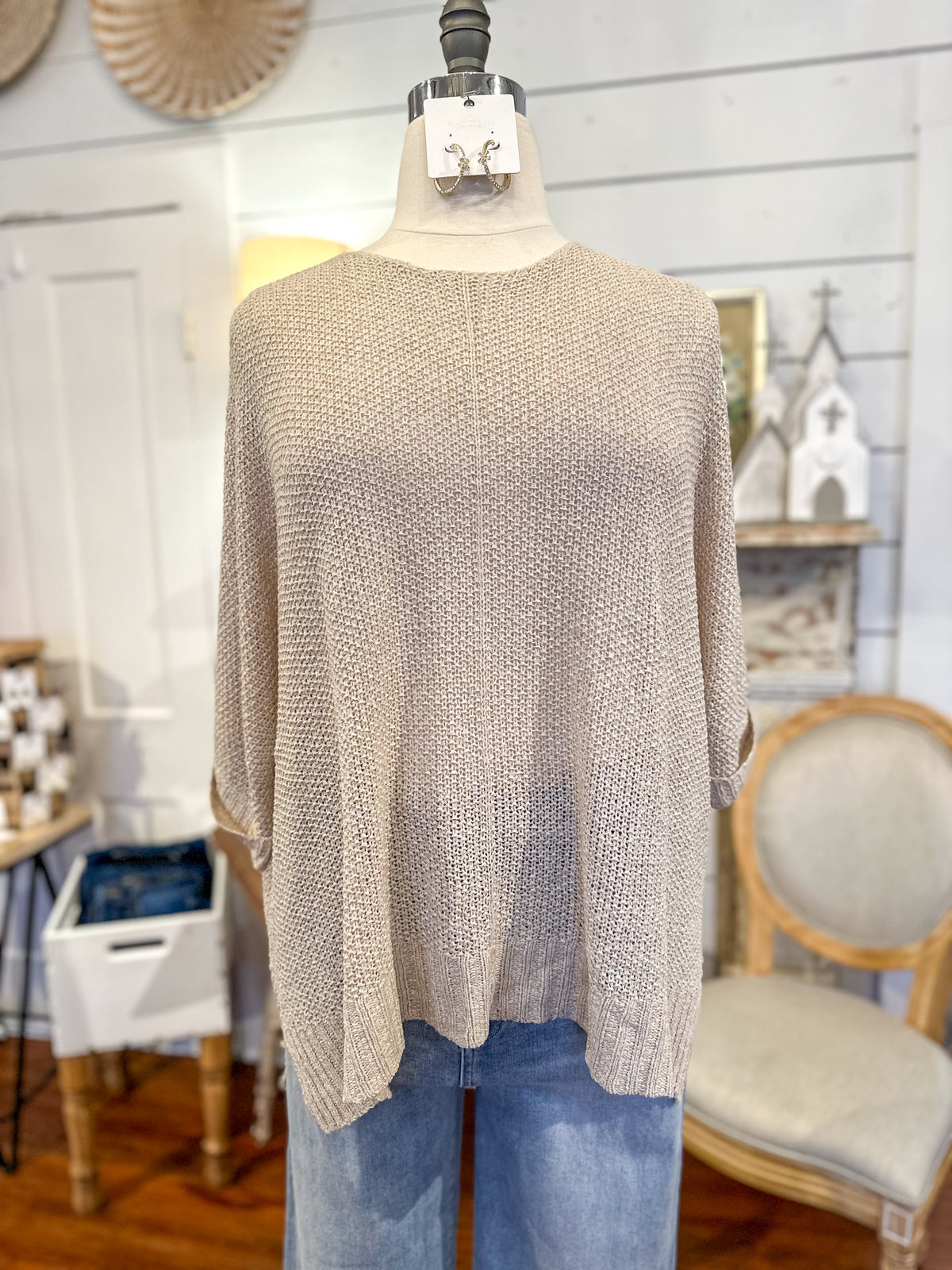 light khaki sweater top plus size 