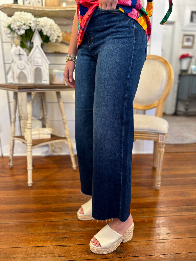 just black denim wide leg jean side