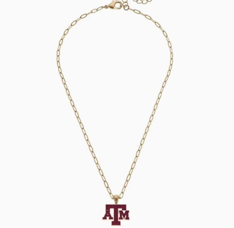 texas aggie maroon pendant necklace